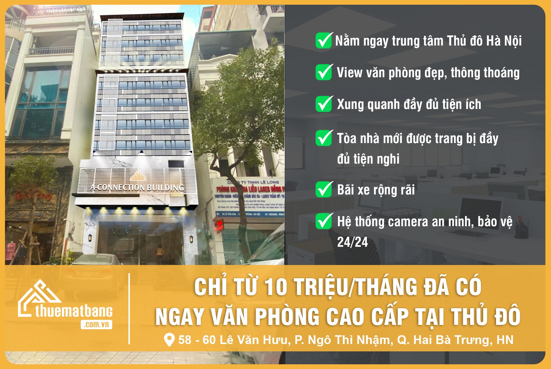 Cho  thuê văn phòng 58- 60 Lê Văn Hưu, Hai Bà Trưng, Hà Nội