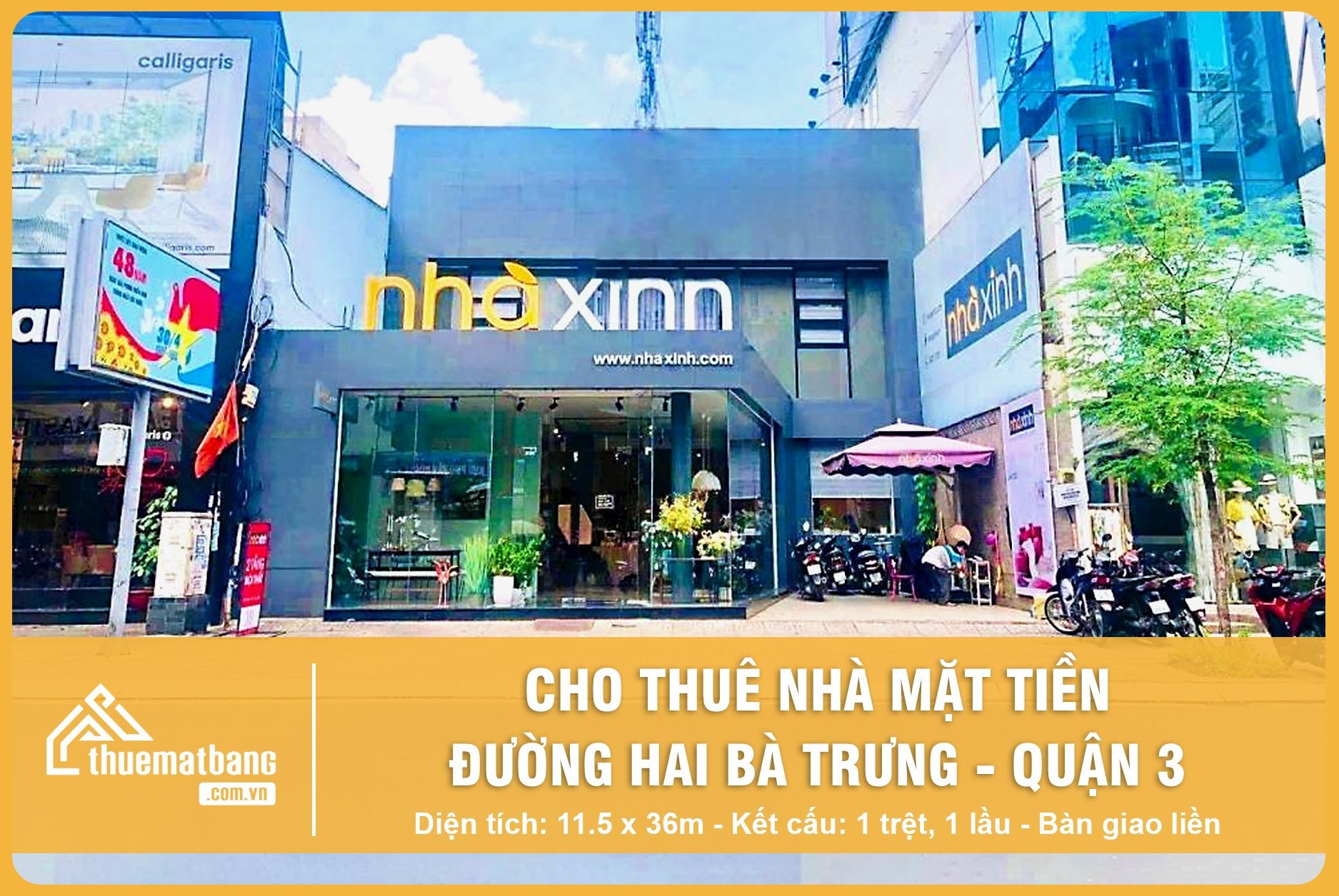 Thuê nhà ngay mặt tiền đường Hai Bà Trưng, Quận 3